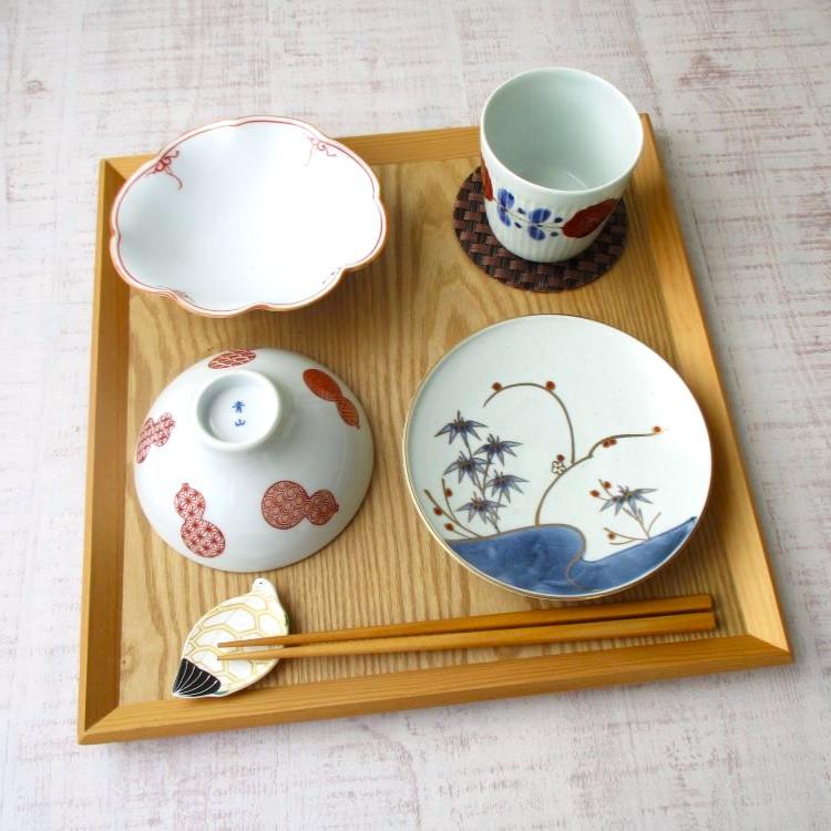 有田焼 染錦 梅竹 五寸和皿 丸皿 取皿 デザート皿 銘々皿 モダン 上品