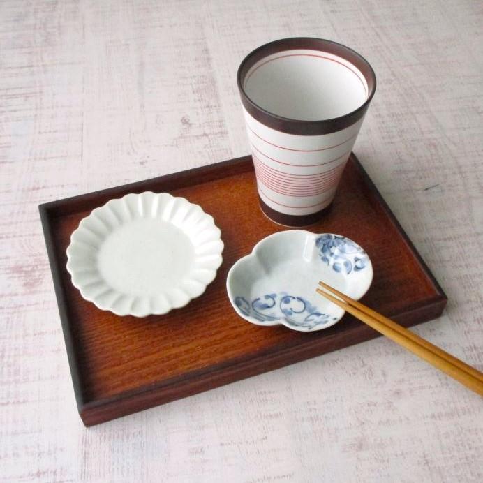 有田焼 小皿 お皿 醤油皿 李朝白磁 菊型小皿 シンプル シック モダン