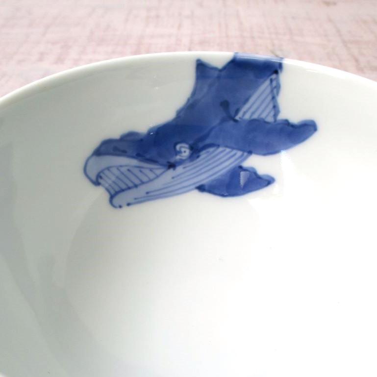 有田焼 茶碗 ごはん茶碗 丸碗 染付 ナガスくじら 段入飯碗（大