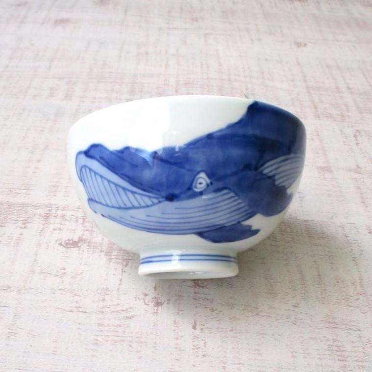 有田焼 茶碗 ごはん茶碗 丸碗 染付 ナガスくじら 段入飯碗（大