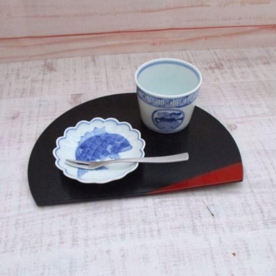 有田焼 染付 めで鯛菊型 3.5寸皿 小皿 取皿 渓山窯 手描き 上品 縁起物