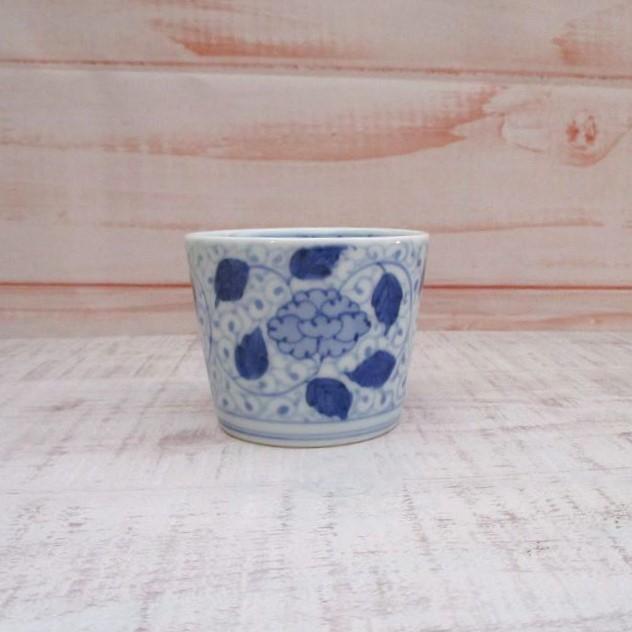 有田焼 染付 古伊万里 花唐草 蕎麦猪口 そば猪口 つゆ入れ 小鉢 湯呑