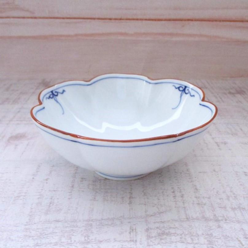 波佐見焼 染付 瓔珞青 茶花型鉢 多用鉢 小鉢 深鉢 シンプル 上品