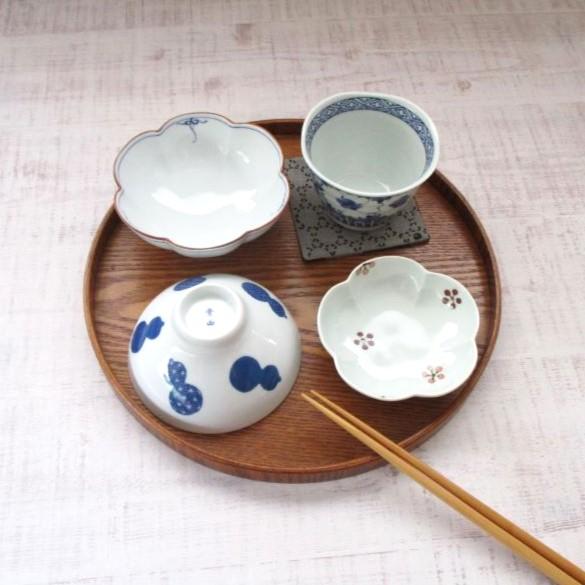 園芸用品 青と白の花柄陶器火鉢
