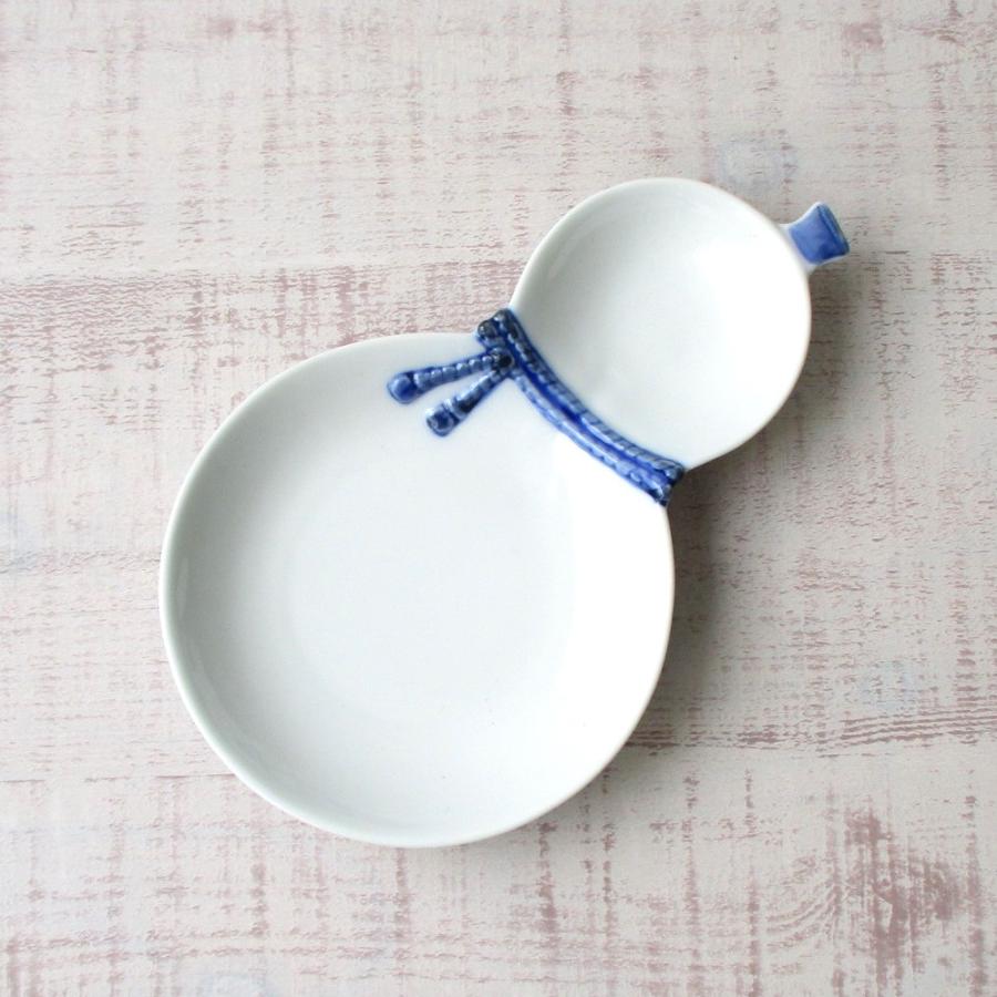 波佐見焼 お皿 和食器 房濃(青)ひょうたん二品盛 変型皿 おしゃれ 上品