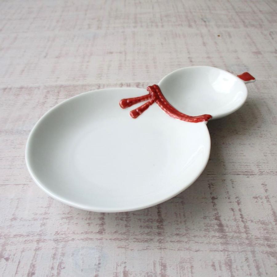 波佐見焼 お皿 和食器 房濃(赤)ひょうたん二品盛 変型皿 おしゃれ 上品