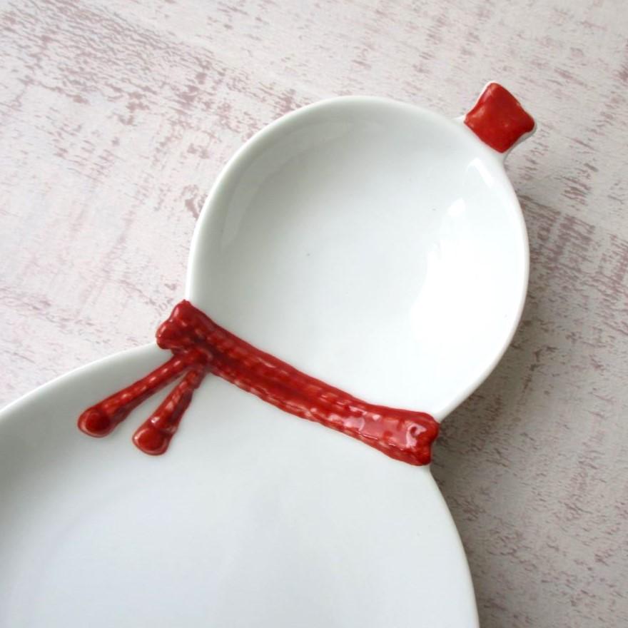 波佐見焼 お皿 和食器 房濃(赤)ひょうたん二品盛 変型皿 おしゃれ 上品