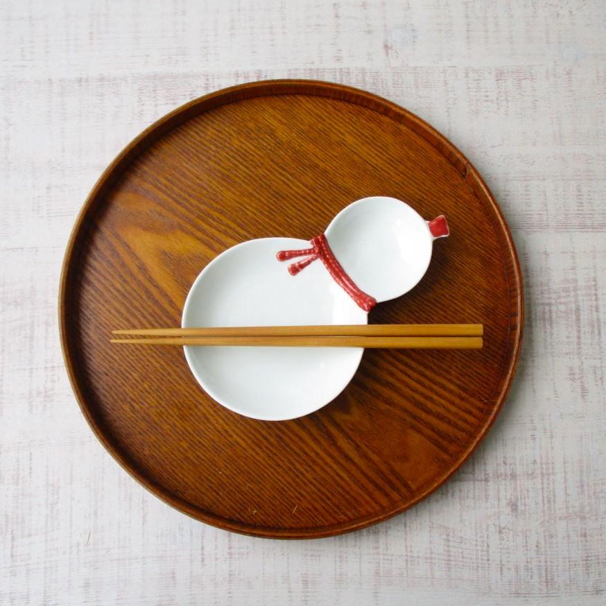 波佐見焼 お皿 和食器 房濃(赤)ひょうたん二品盛 変型皿 おしゃれ 上品