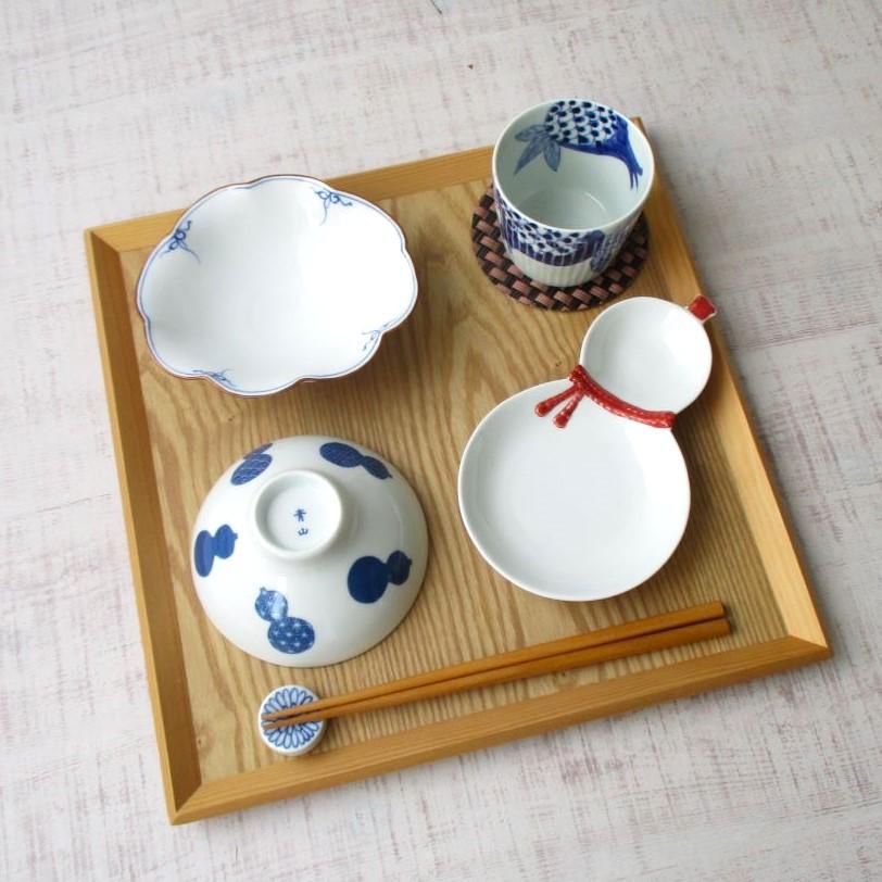 波佐見焼 お皿 和食器 房濃(赤)ひょうたん二品盛 変型皿 おしゃれ 上品