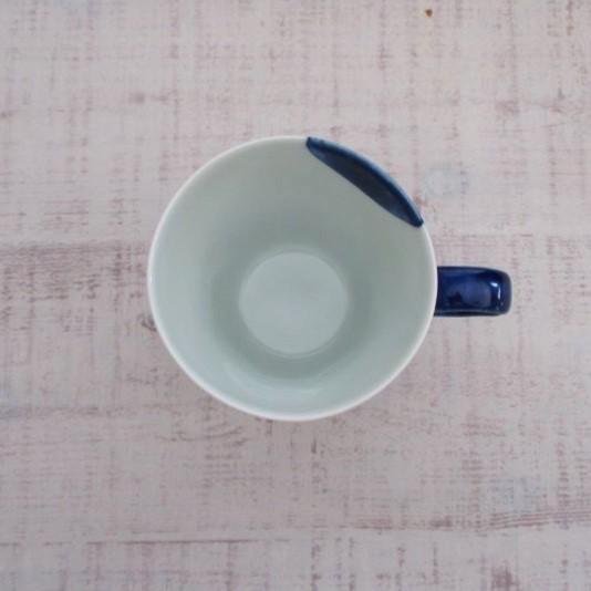 波佐見焼 康創窯 二色丸紋 マグカップ(青) かわいい おしゃれ 水玉
