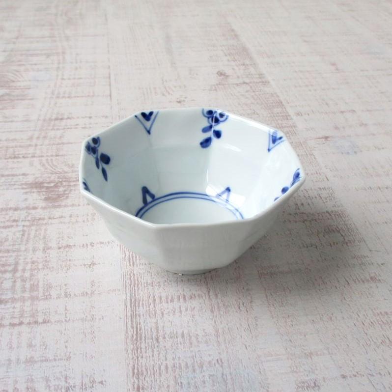 有田焼 皓洋窯 食器 小鉢 ボウル 染付 剣先小花 リム八角中付 おしゃれ
