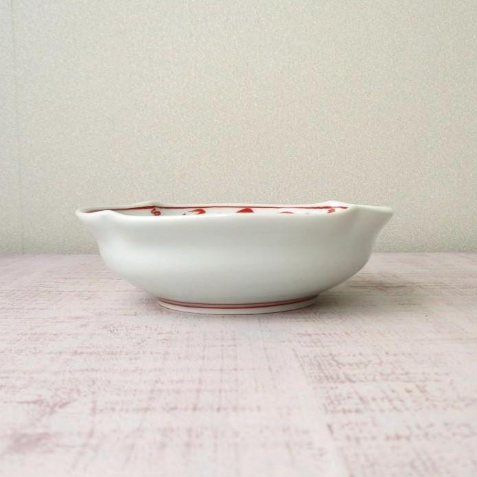 有田焼陶祥窯赤絵三彩高台絵付け鉢五個 有田焼陶祥窯赤絵三彩高台絵付け鉢五個