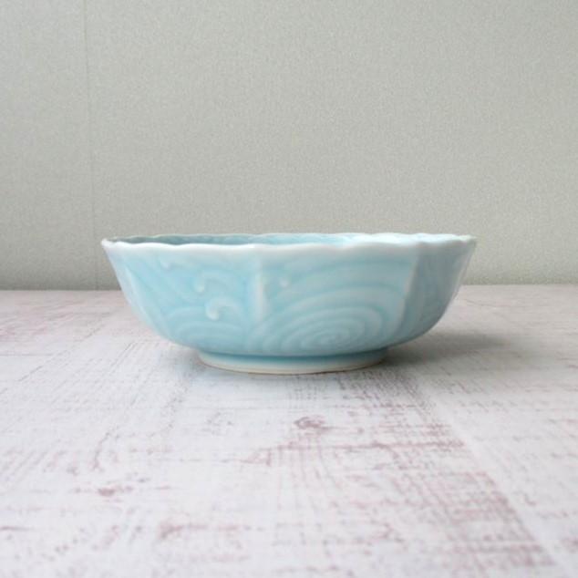 有田焼 崋山 青磁 唐草彫 小鉢 多用鉢 取鉢 デザート 鉢 サラダ ボウル