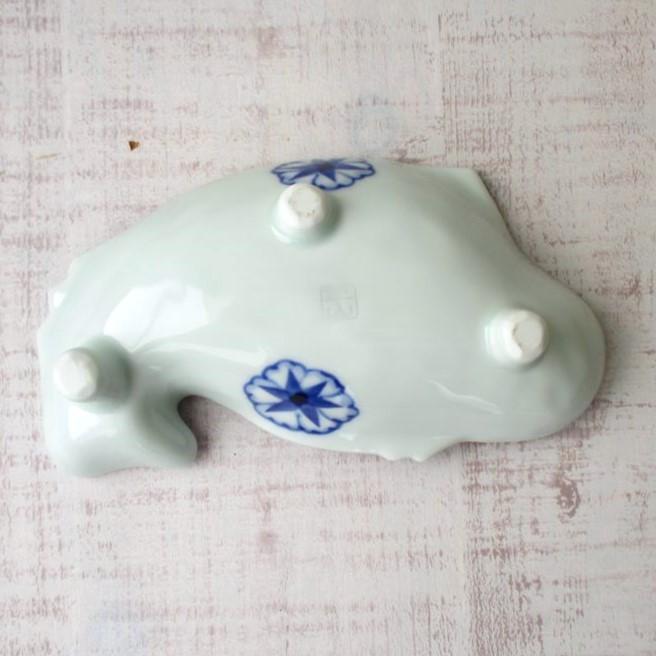 有田焼 染付 濃花絵 魚型三つ足鉢 多用鉢 刺身 鉢 お皿 美しい 上品