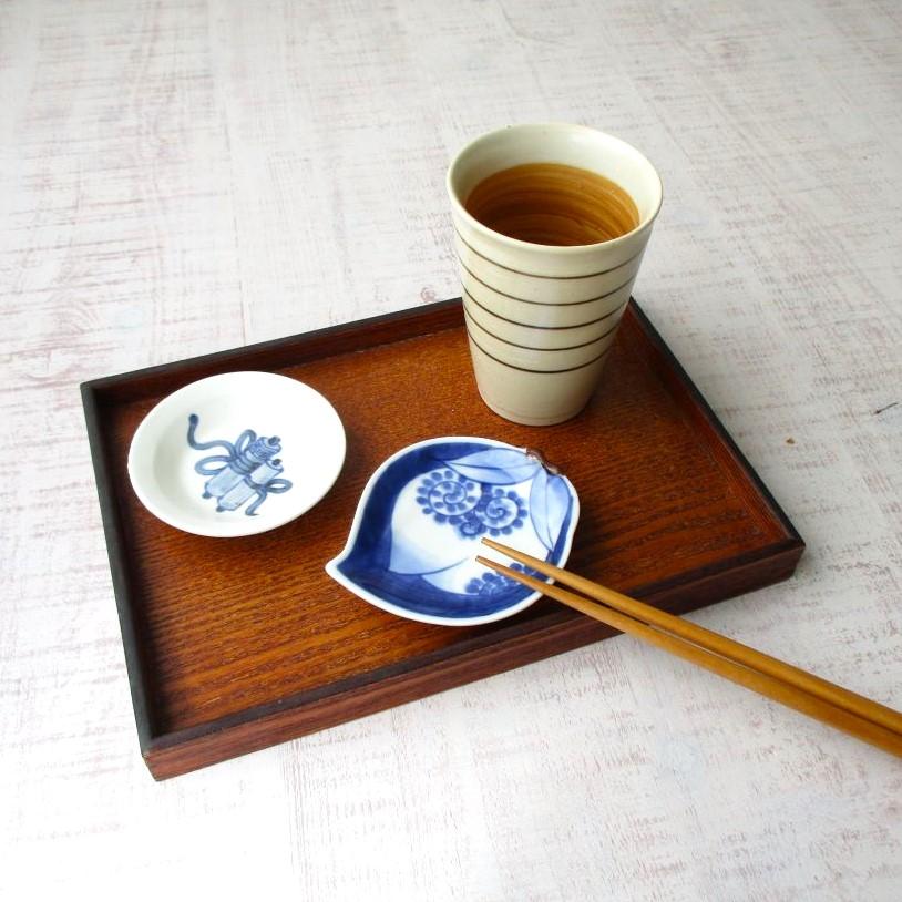 有田焼 染付 桃蛸唐草桃型手塩皿 小皿 豆皿 お皿 お醤油皿 珍味入 上品