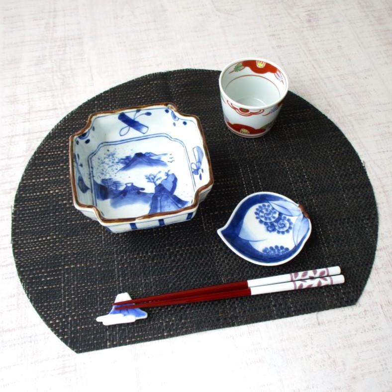 有田焼 染付 桃蛸唐草桃型手塩皿 小皿 豆皿 お皿 お醤油皿 珍味入 上品