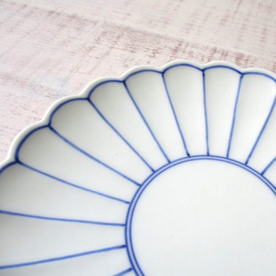 有田焼 お皿 染付 太白青線菊割5寸皿 銘々皿 ケーキ皿 デザート