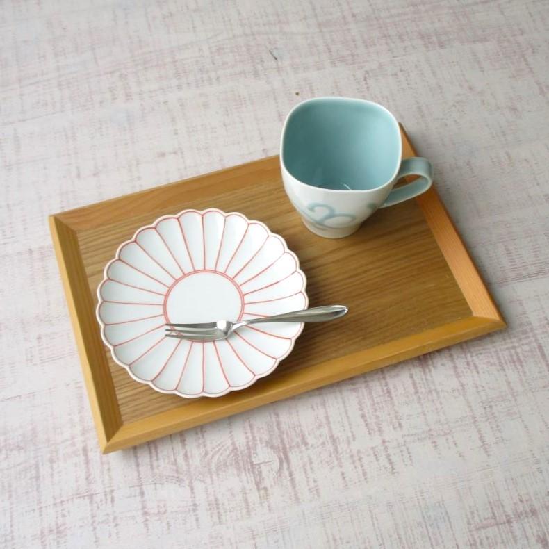 有田焼 お皿 太白赤線 菊割 5寸皿 銘々皿 ケーキ皿 デザート皿 パン皿