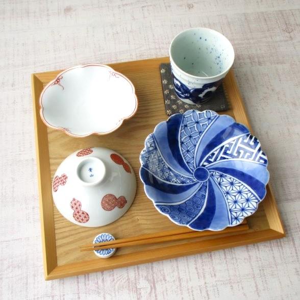 有田焼 染付 手描き 濃地紋 花渕6寸皿 丸皿 多用皿 和食器 食器 煮物鉢