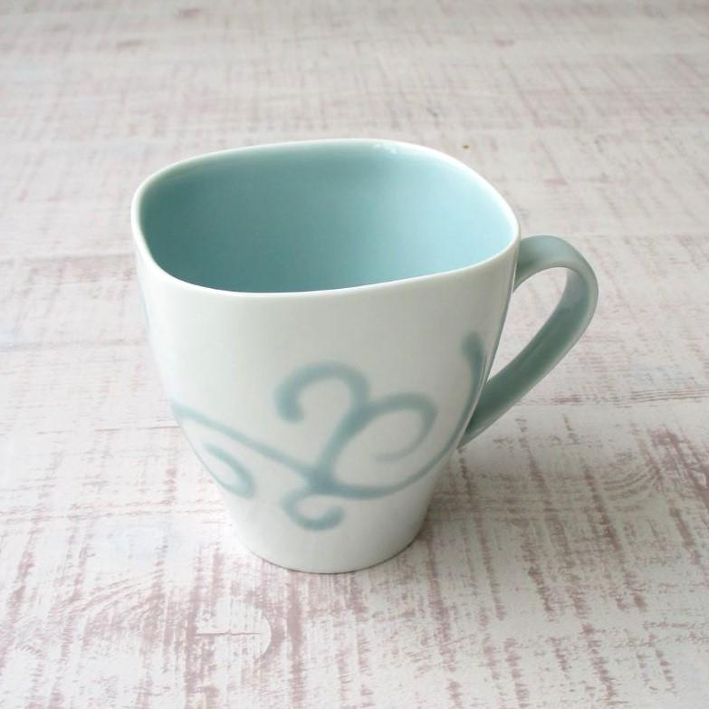 有田焼 伊万里焼 マグカップ かけわけ四角マグカップ(白) おしゃれ