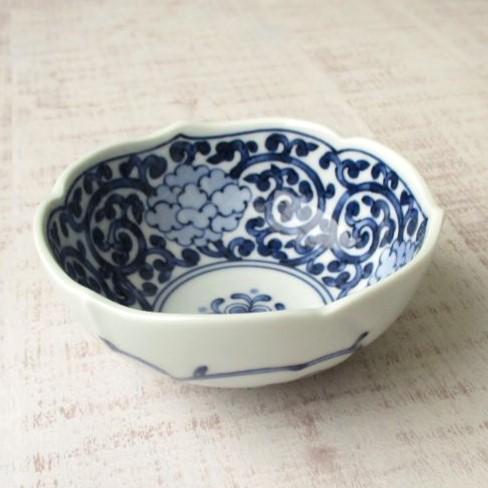 波佐見焼 染付 五弁花唐草 桔梗小付 ミニ 小鉢 珍味 かわいい