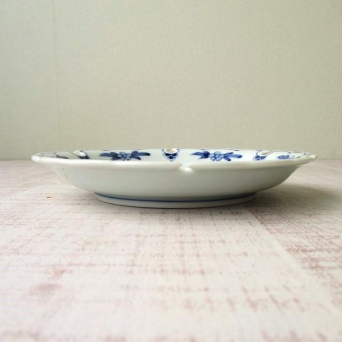 波佐見焼 染付 割草花 うさぎ 雪輪 5寸皿 丸皿 取皿 フラット皿