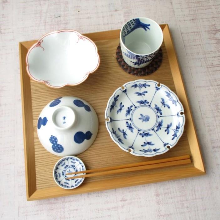 波佐見焼 染付 割草花 うさぎ 雪輪 5寸皿 丸皿 取皿 フラット皿