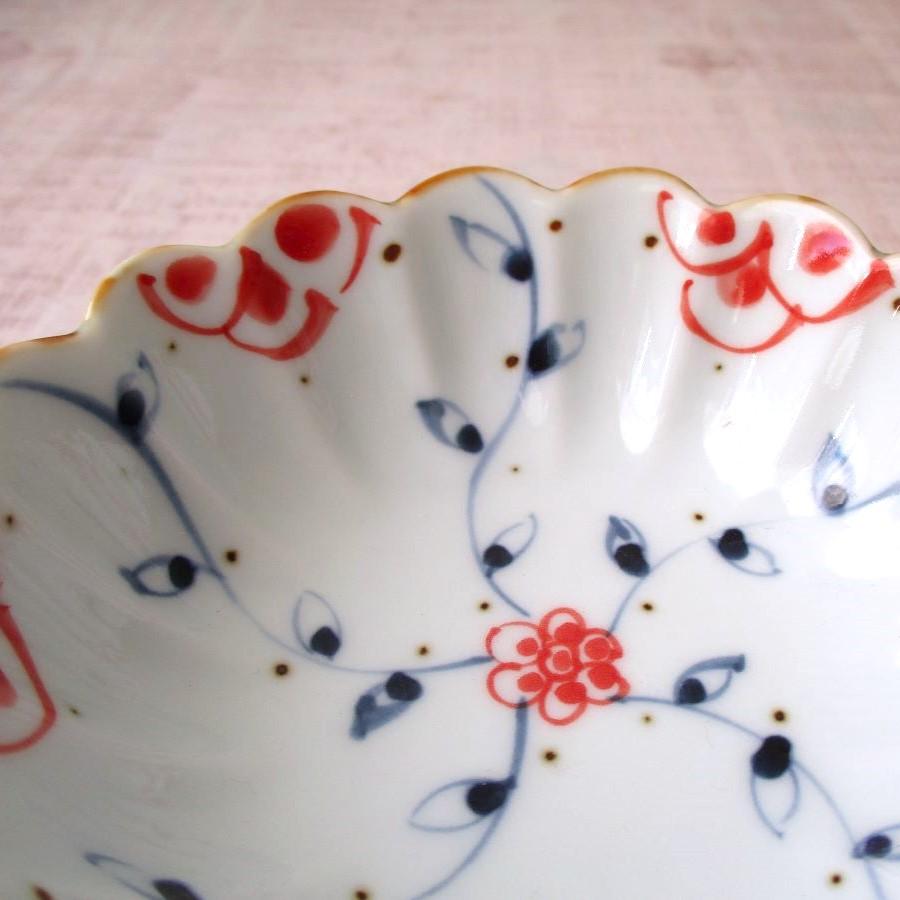 有田焼 伊万里焼 食器 鉢 高台鉢 小鉢 つる花唐草(赤) デザート鉢 菓子