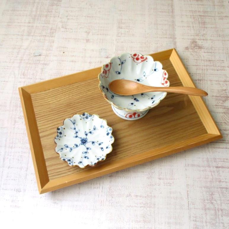 有田焼 伊万里焼 食器 鉢 高台鉢 小鉢 つる花唐草(赤) デザート鉢 菓子