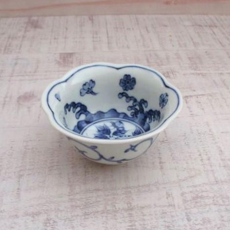 波佐見焼 染付 波牡丹 六花型方小付 小鉢 ボウル シンプル 上品 モダン