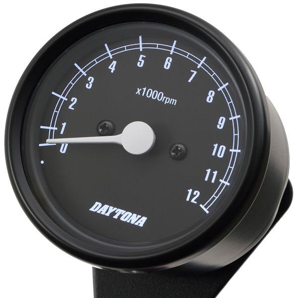 DAYTONA（バイク用品） - デイトナ DAYTONA 15630 機械類式タコメーター φ60 白いことLED照明装置 12,000rpm 黒いこと上半身/黒いことダイアログボックス