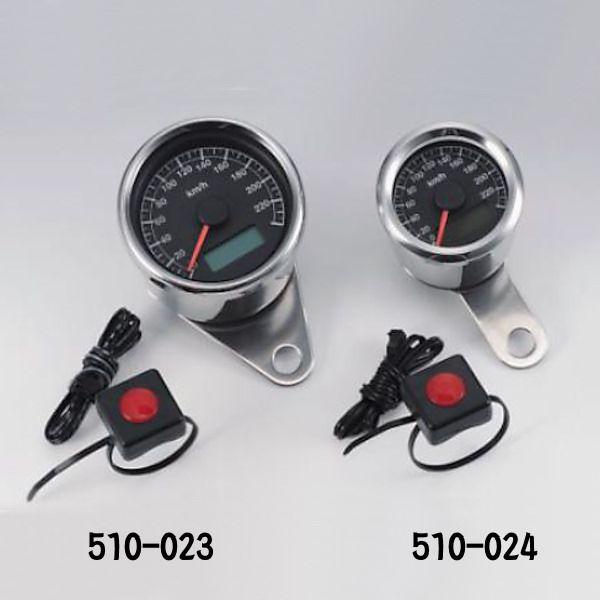 キジマ (KIJIMA) 510-024 スピードメーター φ48mm ブラックパネル 240km/h パルス式 ハーレー('95〜'03年）
