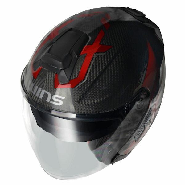 WINS A-FORCE RS ジェットヘルメット カーボン/レッド Webike | WINS ウインズ A-FORCE RS JET FLASH typeC カーボン