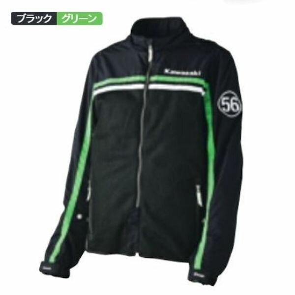 Kawasaki純正 J8001-2866 カワサキ×56design ハーフメッシュパーカー ブラック/グリーン LLサイズ｜motokichi