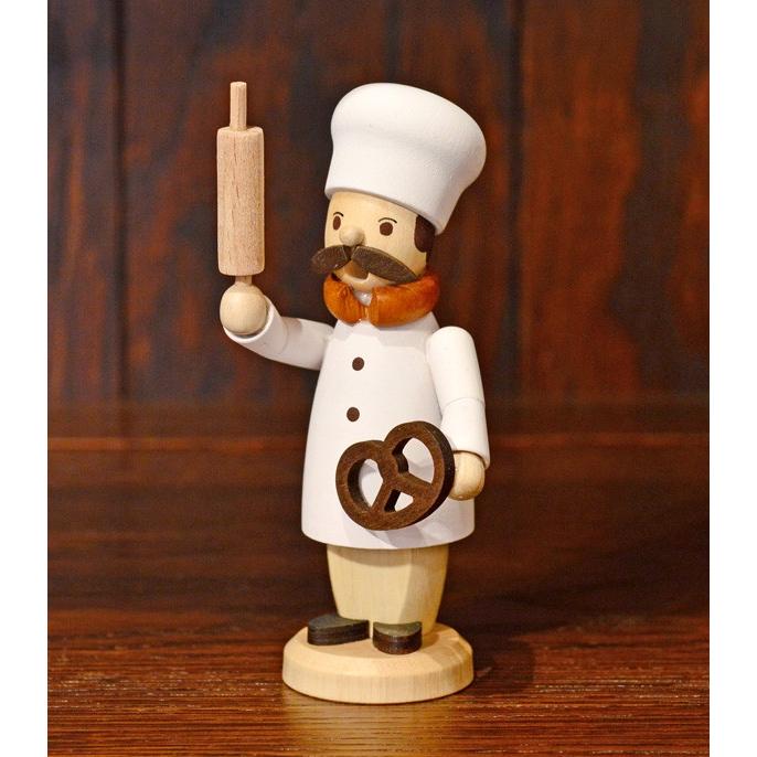 ドイツ木工芸品 小さな煙出し人形 パン職人 パン屋 ベーカリー : 横浜