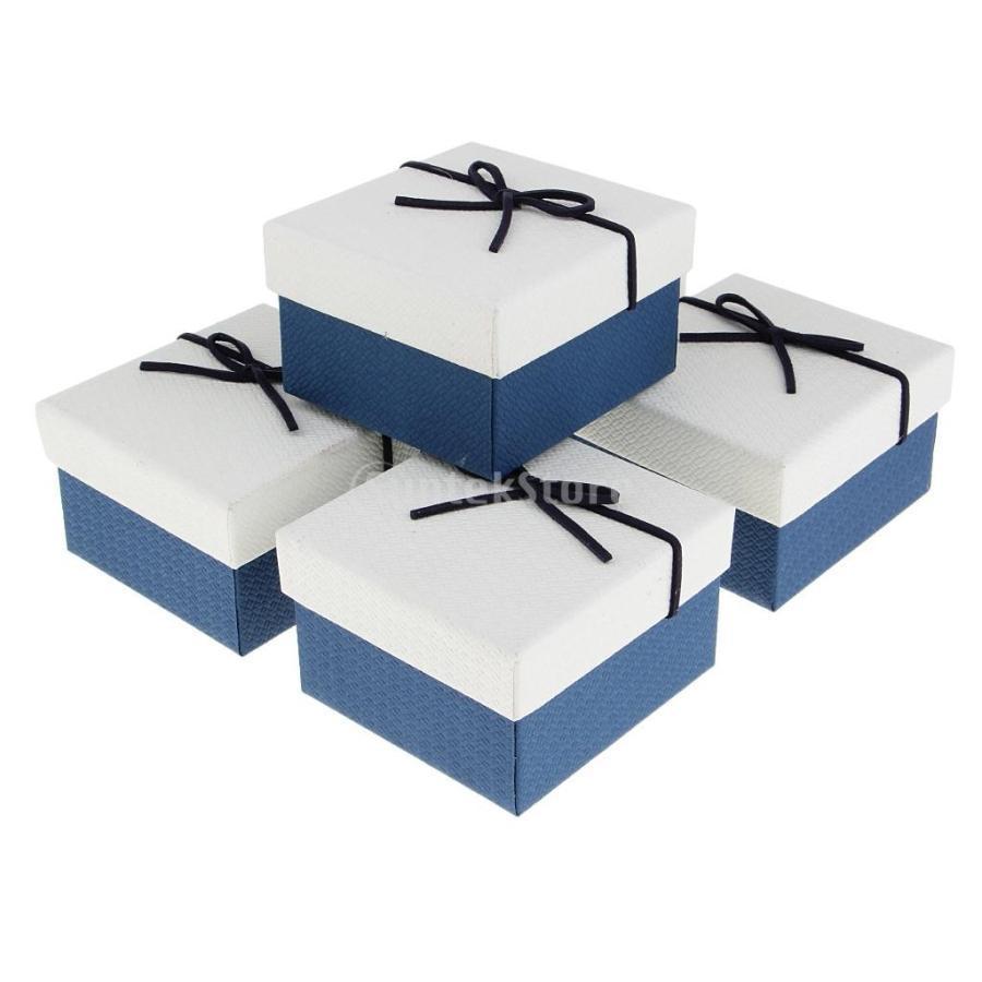 5個セット リボン付 正方形 ジュエリー ボックス ピアス用ケース ギフトボックス 多用紙箱 全6種類 - ホワイトブルー｜motomurastore3｜06