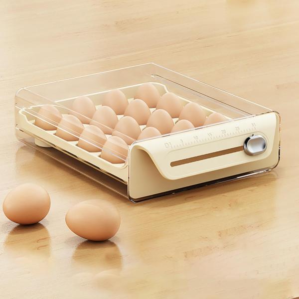 エッグホルダー タイムスケール付き 再利用可能 省スペース 大容量 新鮮な卵収納ボックス パントリーキャビネット カウンタートップ冷蔵庫 冷｜motomurastore3｜08