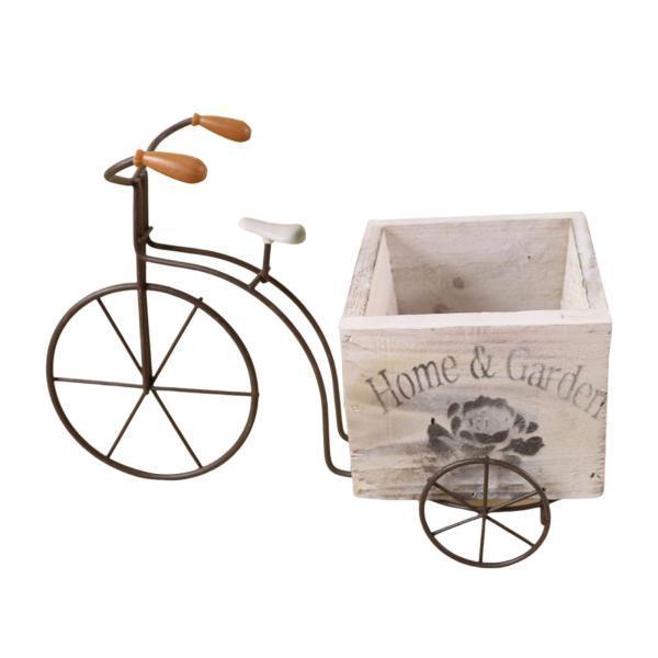 ホワイト 植木鉢 自転車植木鉢自転車プランター木製フラワーボックス｜motomurastore3｜02