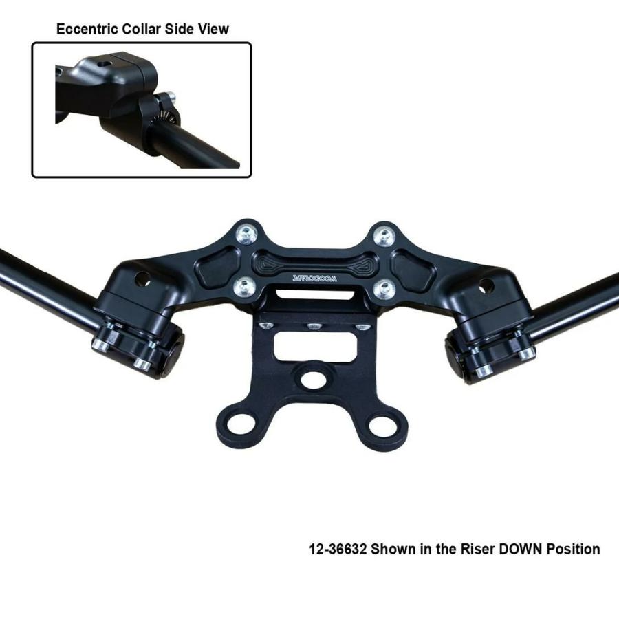 DUCATI 1200 17-2１ 35mm ライズフロントマウント アジャスタブルアダプタープレート セパハン ブラック/メーターブラケット付 ウッドクラフトの画像