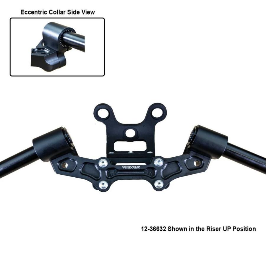 DUCATI 1200 17-2１ 35mm ライズフロントマウント アジャスタブルアダプタープレート セパハン ブラック/メーターブラケット付 ウッドクラフトの画像