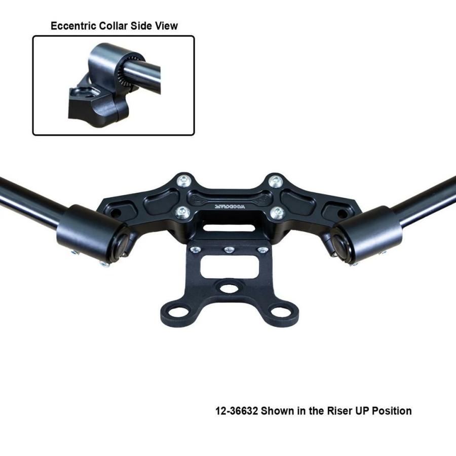 DUCATI 1200 17-2１ 35mm ライズフロントマウント アジャスタブルアダプタープレート セパハン ブラック/メーターブラケット付 ウッドクラフトの画像
