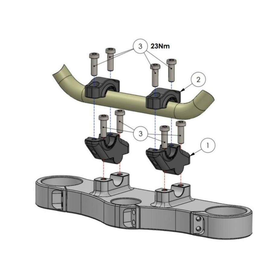 KTM 1290 Super Duke R 3.0 20〜 ハンドルバーライザー 30mm UP 21mm Offsetブラック VOIGT MOTO TECHNIK