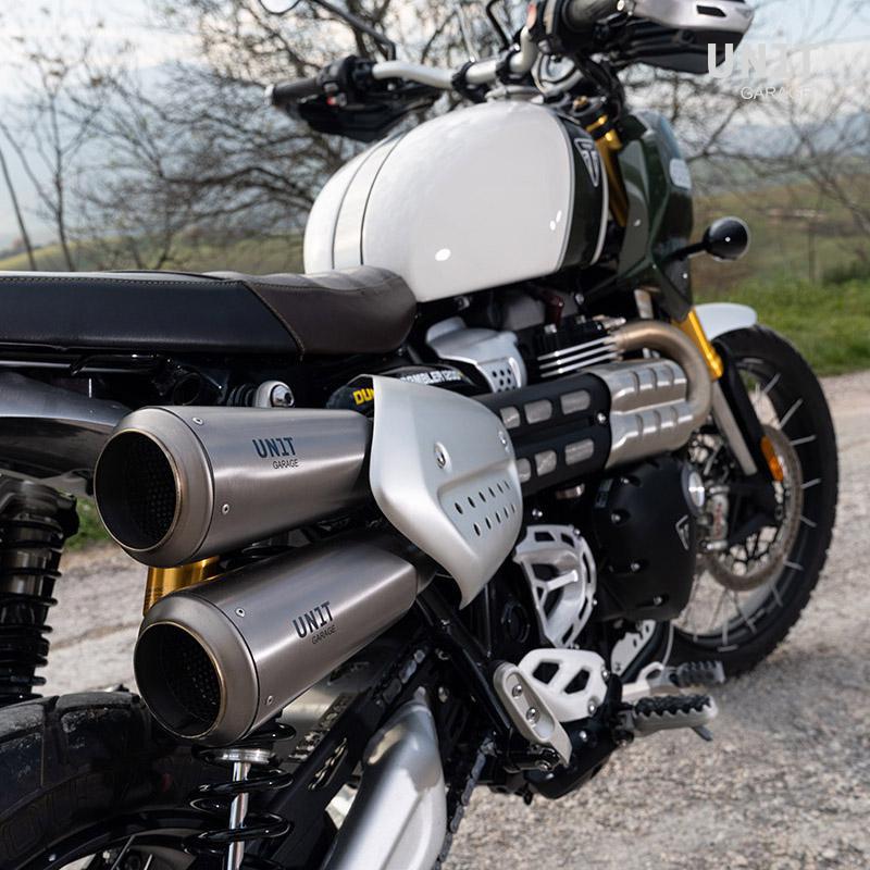 Triumph Scrambler 1200XC、1200XE スリップオンマフラー UNIT GARAGE 