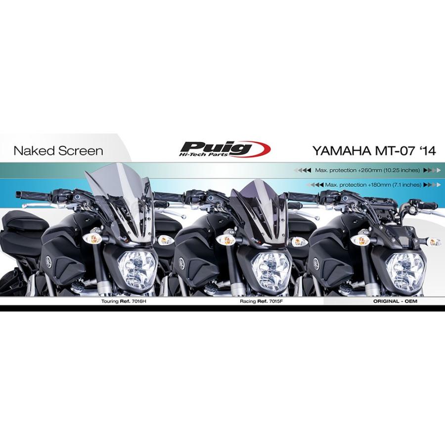プーチ(Puig) スクリーン ウインドシールド NKニュージェネレーション/スポーツ ブラック MT-07 14-17 7015Nの画像