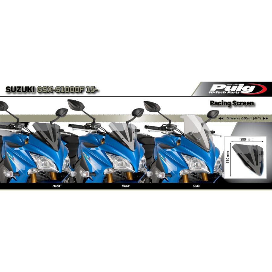 プーチ(Puig) レーシングスクリーン ダークスモーク GSX-S1000F 15