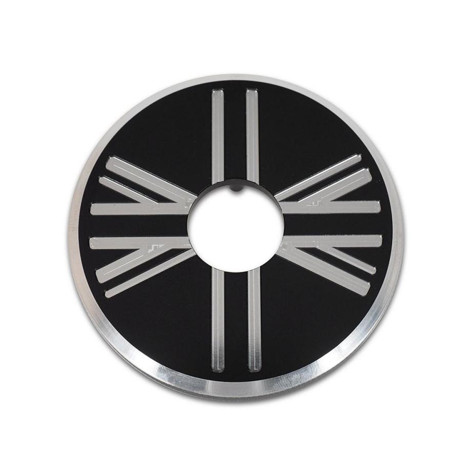 トライアンフ 水冷ツイン系 タンクキャップカバー ブラック＆シルバー