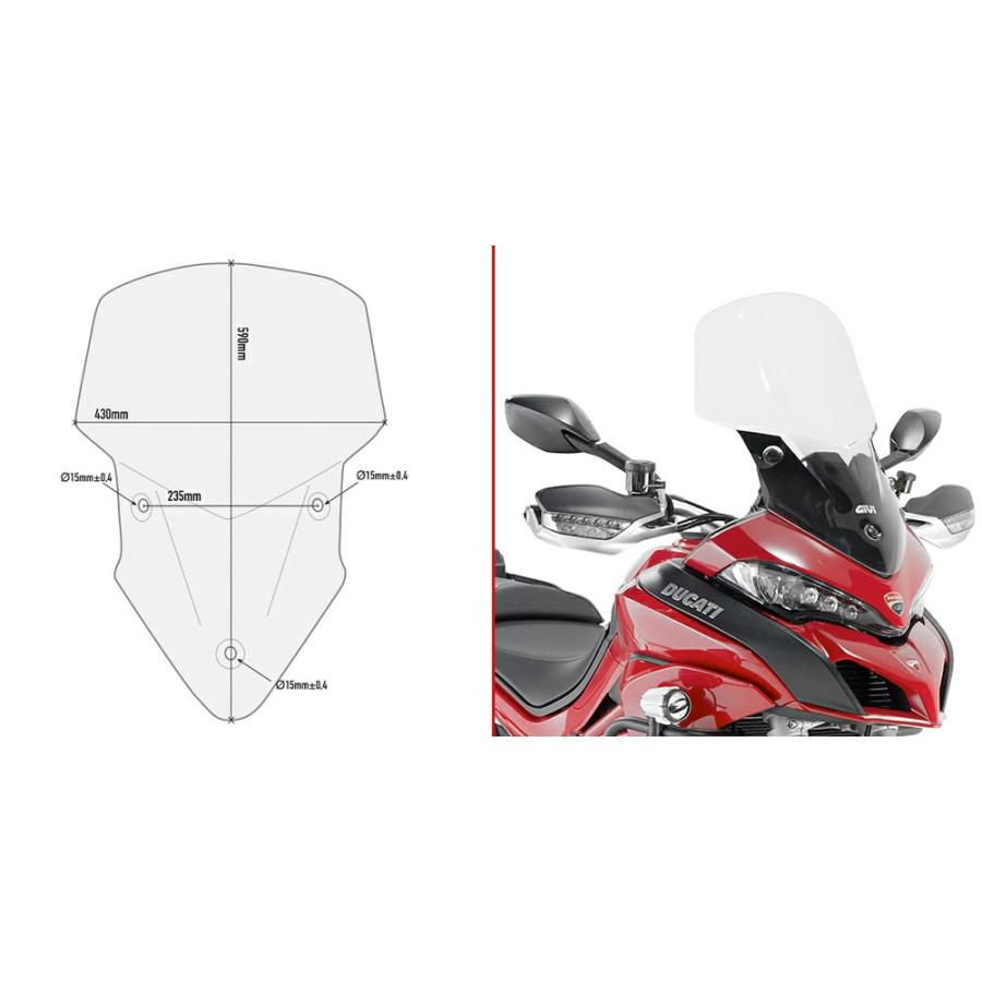 ムルティストラーダ950/1200/1260 ウインドスクリーン 高さ48cmx40