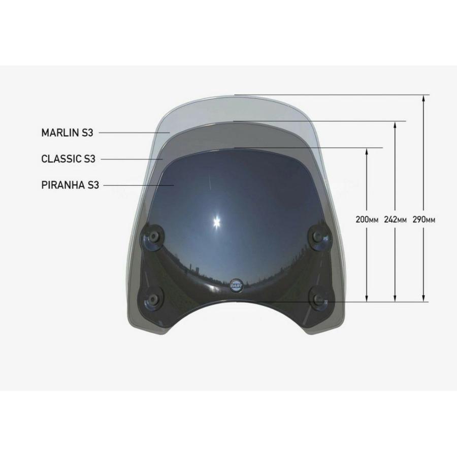 W800 2019〜 メグロK3 スクリーン ピラニアS3 ブラック DART FLYSCREEN