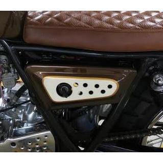 SR400/500 キャブ スモールサイドカバー ポリッシュ オメガレーサー 