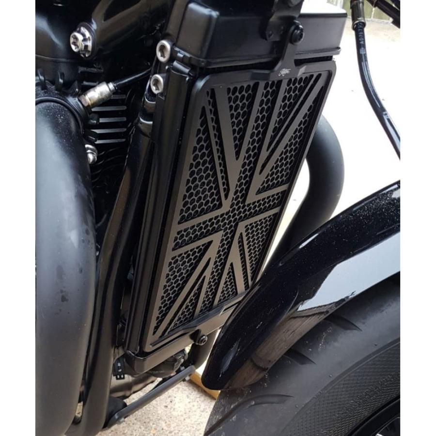 Motone ビレットラジエターガード ユニオンジャック ワイド幅 ブラック トライアンフBobber用_1